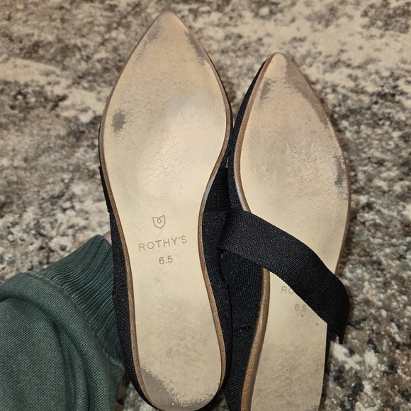 ROTHY'S Pointed Toe Bow Mary Jane Ballet Flats Black Size 6.5 Retired - Picture 4 of 6